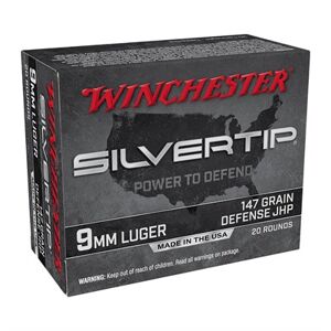 Winchester Silvertip 9mm Luger Ammo - 9mm Luger 147gr Defense Jacketed Hollow Point 20/Box